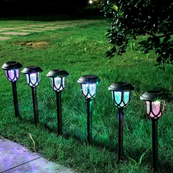 Solar Pathway Lichten Outdoor, 2 Pack Led Solar Tuinverlichting Waterdichte Led Solar Light Landschap Verlichting Voor Gazon Patio Yard