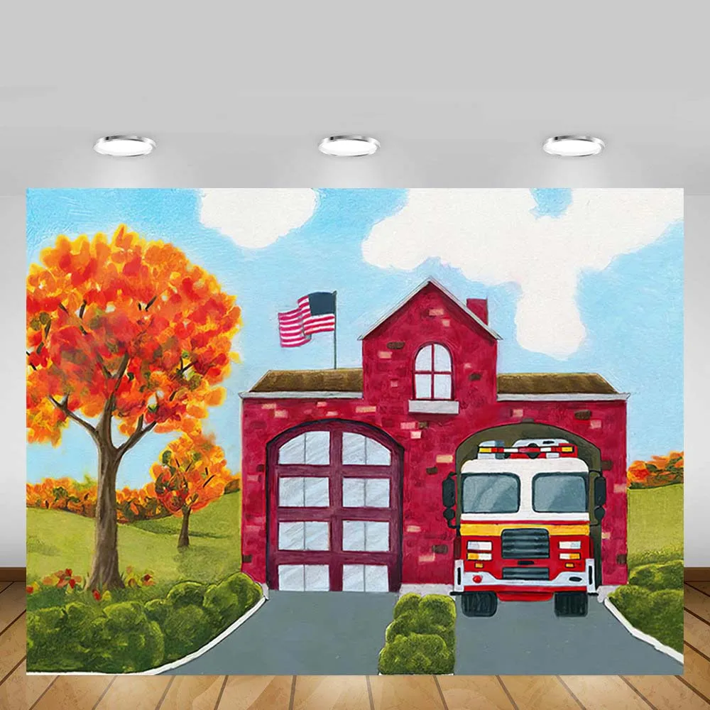 

Mehofond Painting Autumn Backdrop Yellow Leaves Firetruck Grass Baby Shower Birthday Party Photography Background Photo Studio