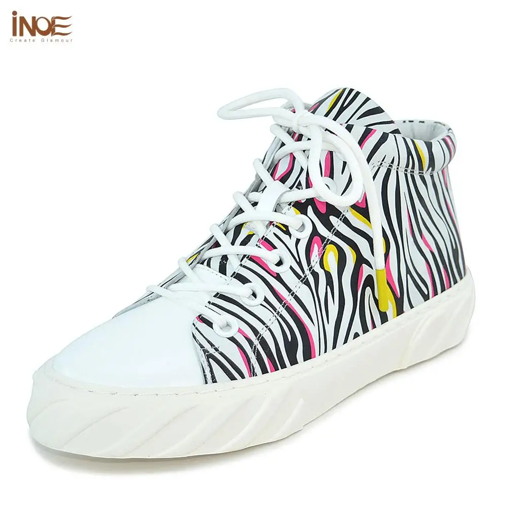 

INOE Spring Genuine Leather Colors Pattern Casual Women Sneakers Driving Cars Flats Fashion Autumn Shoes High Quality Leisure