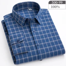 

100% Cotton Men's Shirt, Classic Plaid Shirts, Long Sleeve Men's Shirts S-4XL, Chest Pocket Design, Buttoned Men's Shirt