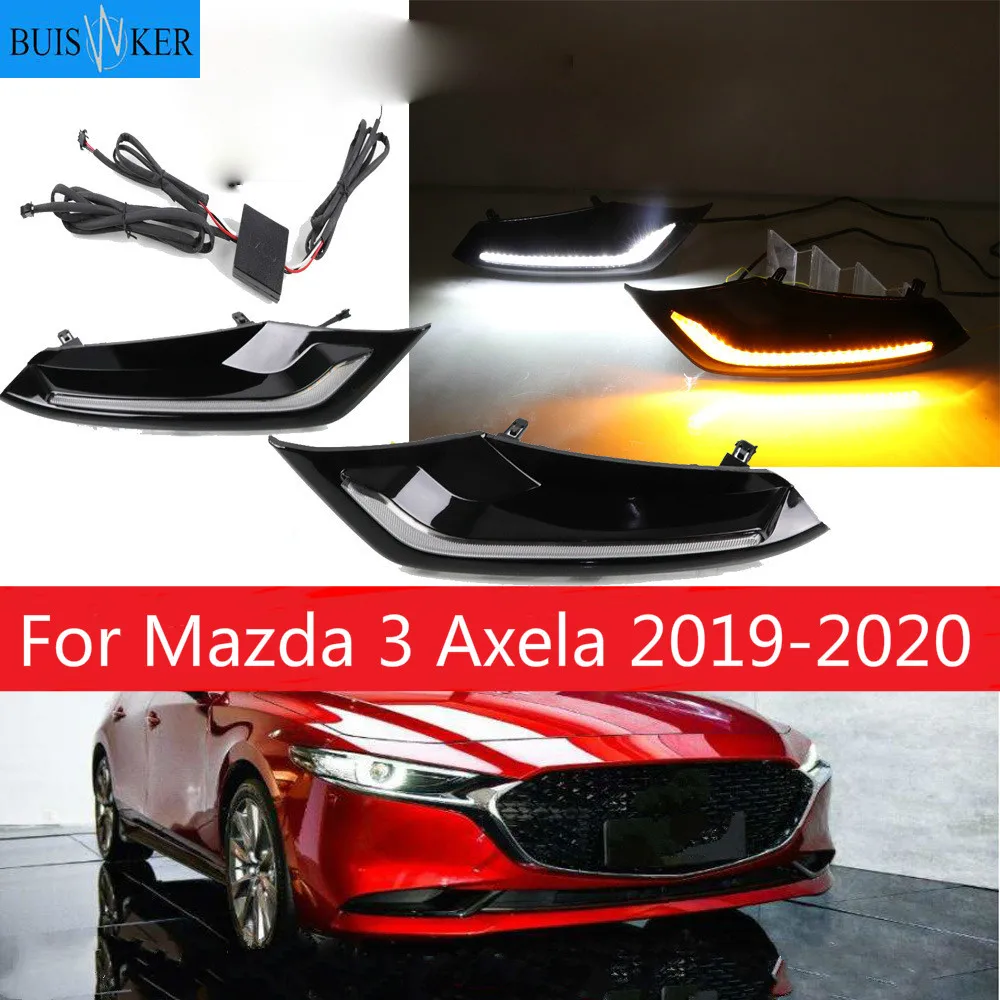 

LED Daytime Running Light For Mazda 3 Axela 2019 2020 Waterproof 12V Yellow Turn Signal Indicator Light Bumper Lamp LED DRL