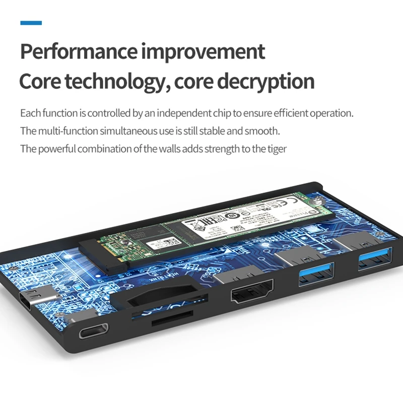  Blueendless M.2 SSD Gehäuse SATA NGFF zu USB Typ C Adapter mit 4K HDMI 2 USB3.0 SD/TF Kartenleser 6
