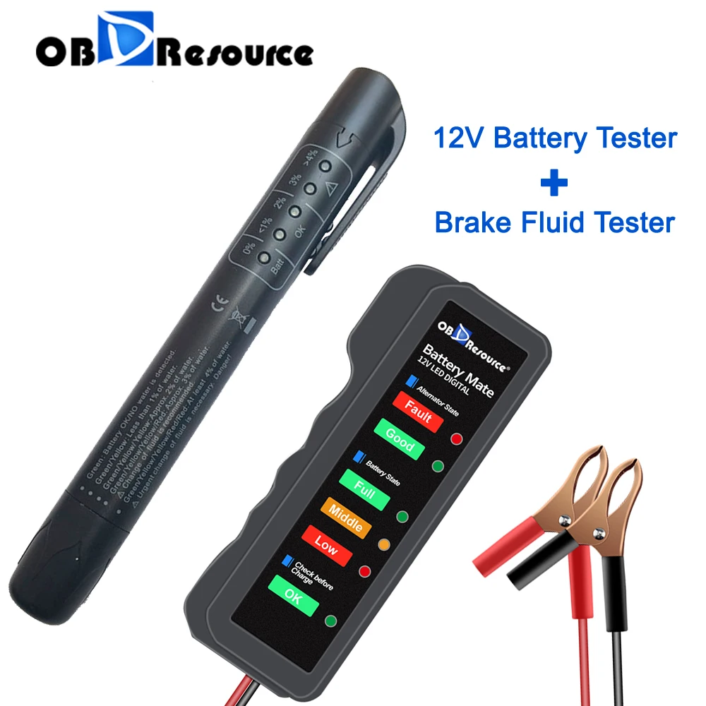 Probador de líquido de frenos Mini 5LED, Detector de alternador de coche, prueba Digital, DOT3, DOT4, BM310, probador de batería de 12V, automotriz