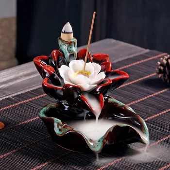 

Creative Ceramics Fortune Lotus Incense Burner Retro Wind Backflow Incense Burner Incense Decoration Color Lucky Incense Burner