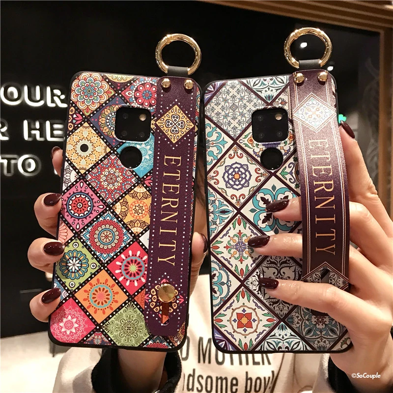 SoCouple Wrist Strap Soft TPU Phone Case For Huawei Mate 10 20 Pro P10 plus P20 Pro Lite Nova 3 3i 2s Flower Holder Case Cover (1)