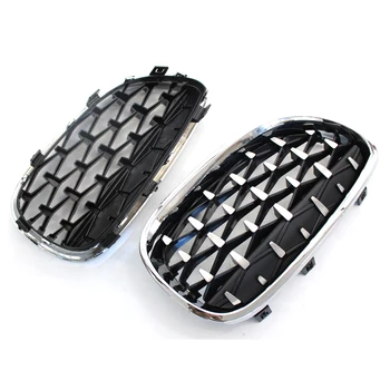 

2pcs/Pair Auto Car Front Upper Center Grill Latest Diamond Metero Style Grill Protection Cover For BMW E60 2004-2009