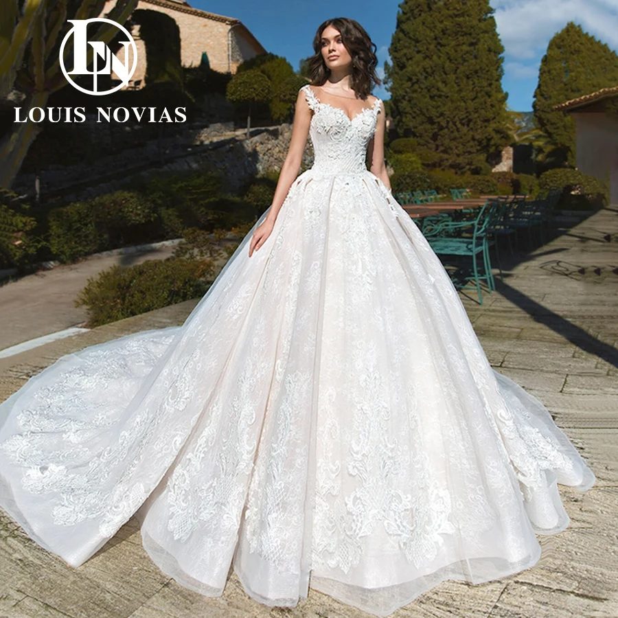 

LOUIS NOVIAS Elegant Ball Gown Wedding Dresses For Women 2024 Appliques Beading Embroidery Backless Sweetheart Bridal Gown Lace