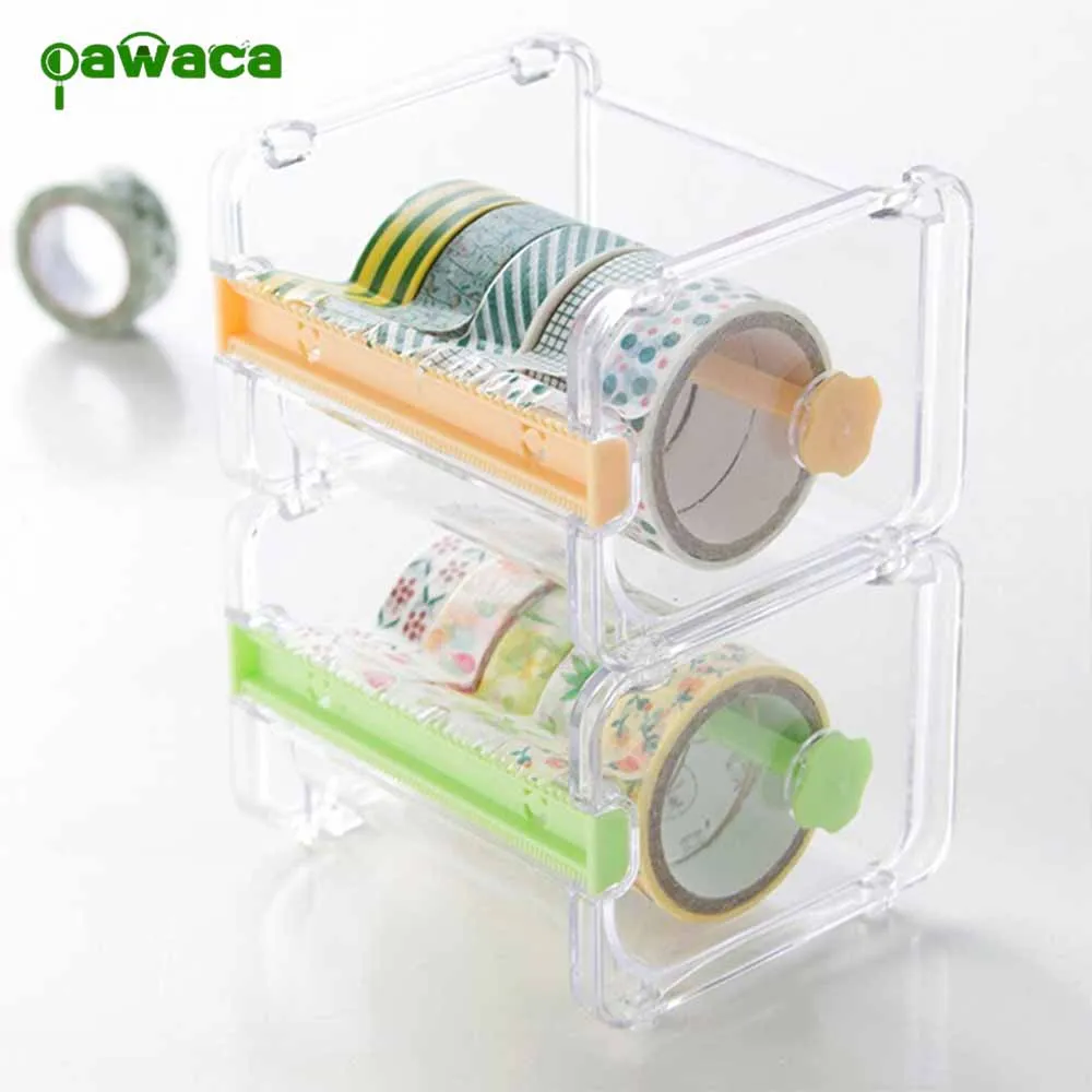 

Stationery Masking Tape Cutter Multi Roll Washi Tape Dispenser Transparent Mini Tape Organizer Desktop Tape Dispenser