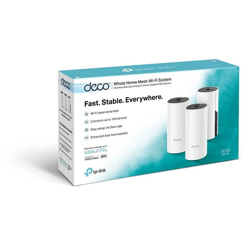Бесшовный Mesh роутер TP-Link Deco M4(DECO M4(3-PACK) AC1200 10/100/1000BASE-TX белый(упак.:3шт