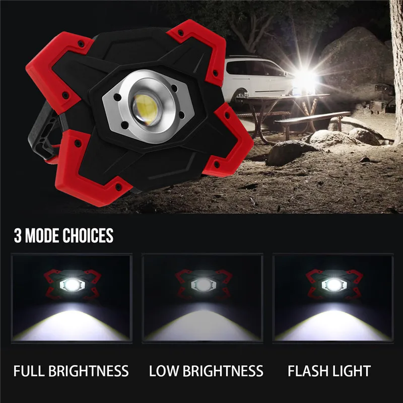 USB Portable Lanterns COB Camping Light 15W 1200lm DC 5V Rechargeable 3Modes LED Work Light Spotlight Portable Lamp