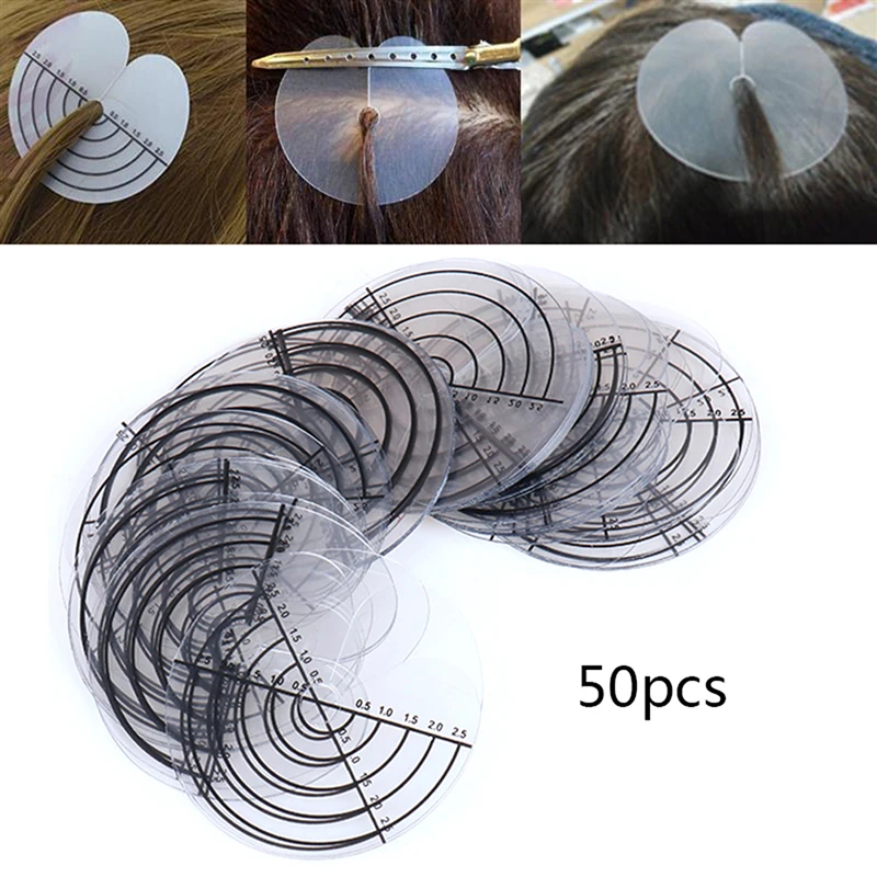 50pcs Round Heat Insulation Sheet Protector Shield Scale Mark Tip Keratin Hair Extensions Styling Tool 2 Styles