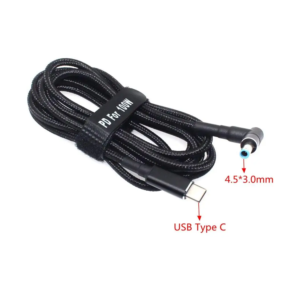 100W USB Type C Power Adapter Converter to 4.5*3.0mm Dc Plug Connector PD Emulator Trigger Charging Cable Cord for hp Laptop |