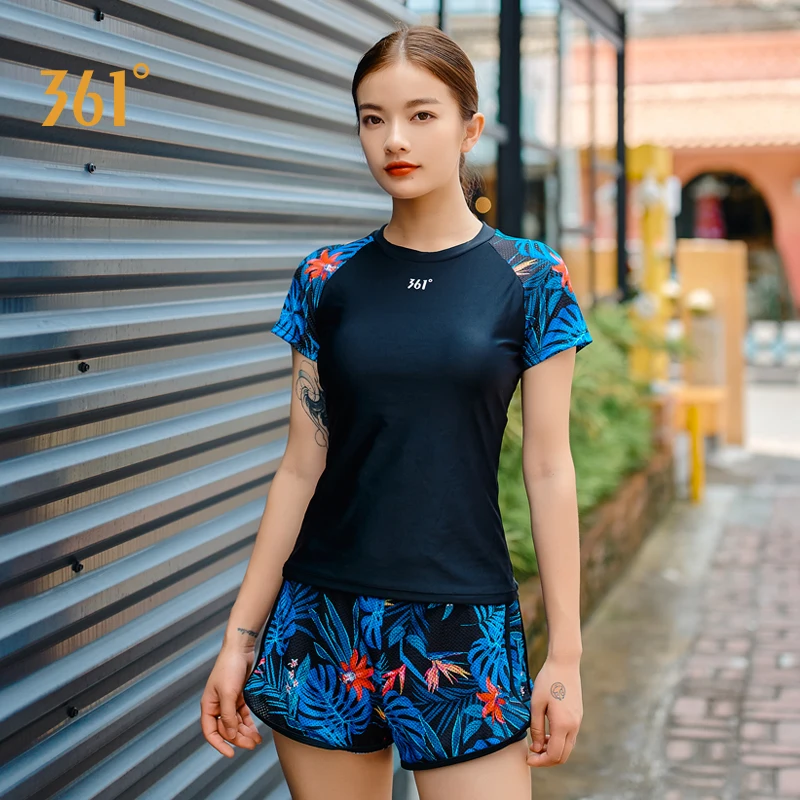 361 Tankini Swimsuits for Women Girls Sports Tankini Swimwear Two Pieces Bathing Suit For Surfing Swimming Short Sleeve Boysuit