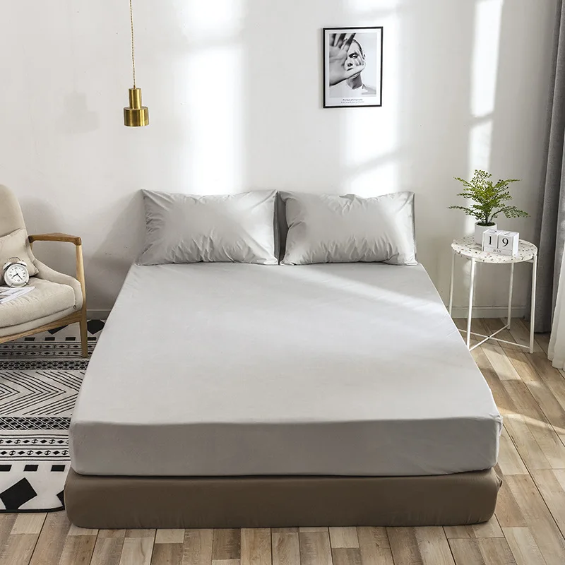 Solid Beds Fitted Sheet Mattress Cover Four Corners with Elastic Band Bed Without Pillowcase Queen Sheets Bedspread | Дом и сад