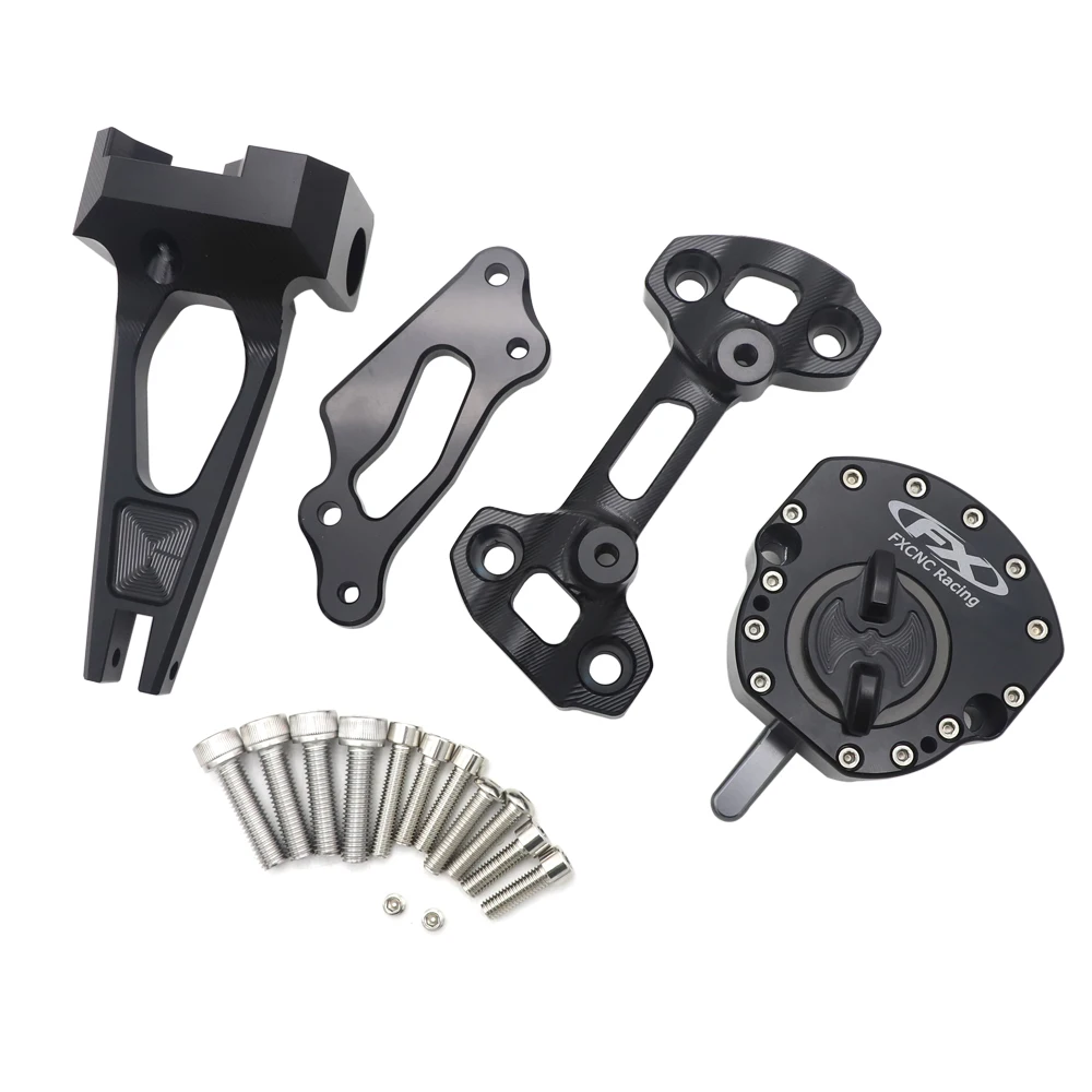 Set Для Yamaha MT 09 FZ 09- CNC MT09 FZ09 обратный защитный демпфер рулевого управления с кронштейном - Цвет: Set