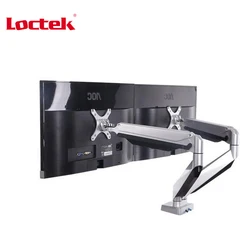 Loctek-Soporte de Monitor doble con resorte de Gas D7D, montaje de pantalla LED de escritorio, Base con Audio y puerto USB, compatible con 10 "~ 27" Max 9KG