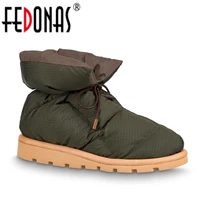 FEDONAS 패션 2022 Ins 여성 브랜드 새로운 발목 부츠 겨울 따뜻한 여성 스노우 부츠 플랫폼 캐주얼 짧은 신발 여성 부츠