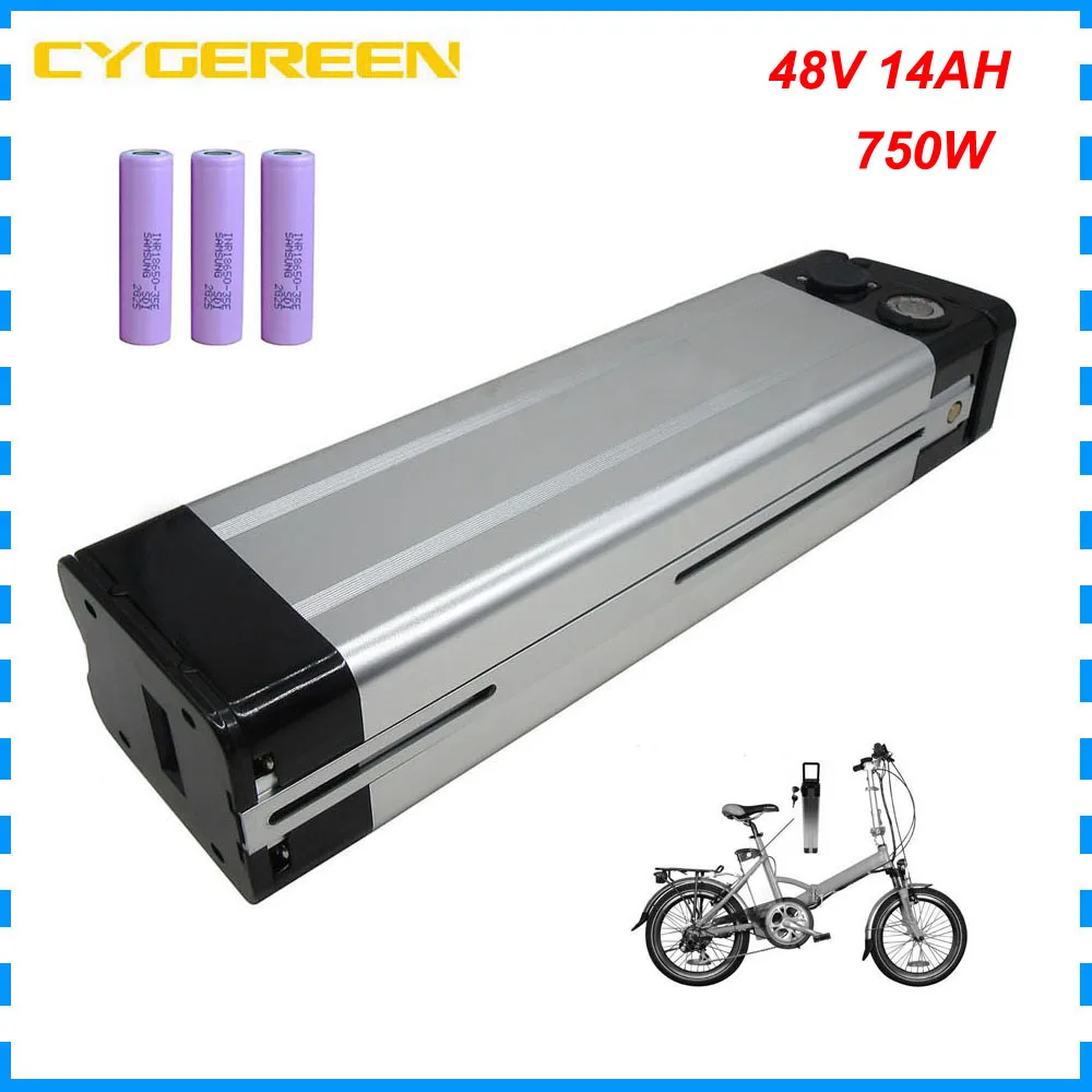 750W 48 V 14AH серебряные рыбы литий-ионный Аккумулятор akku 10AH Электрический велосипед