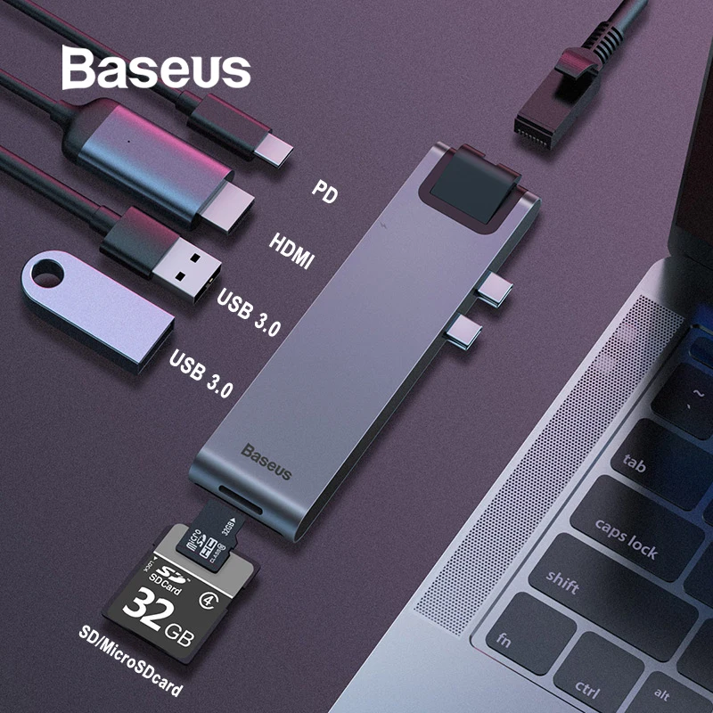 Baseus USB C Hub 30 para Macbook pro Multi adaptador USB Hub 30 tipo C HUB USB puerto de carga divi