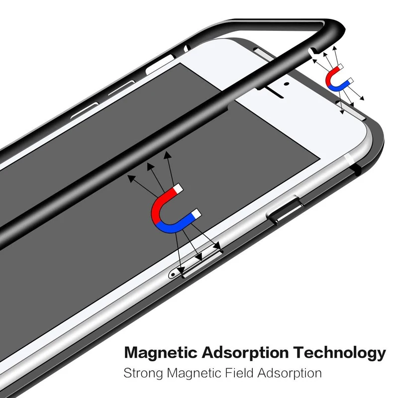 Металлический магнитный адсорбционный чехол для iphone 11 XR 7 8 Plus X XS Pro Max 6 6 S, закаленное стекло, магнитная Защитная крышка