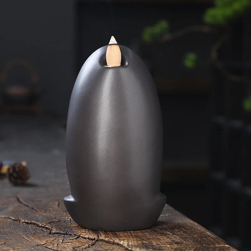 Arzător de tămâie cu refluxul cascadei, din lut violet, pentru aromaterapie interioară, pentru meditație Zen, relaxare, ornamente_voghion.com