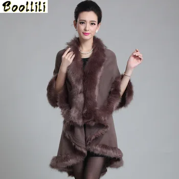 

2020 fashion Winter Faux fox fur mink poncho cape colete feminino bridal wedding shawl women luxury vest fur coats 12color