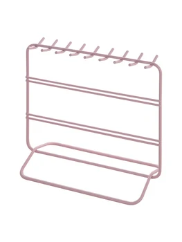 

3 Layers 20.5*9*19cm Metal Jewelry Rack Shelves Organizer Necklace Earring Display Stand Home Decorative Shelves Pink/White