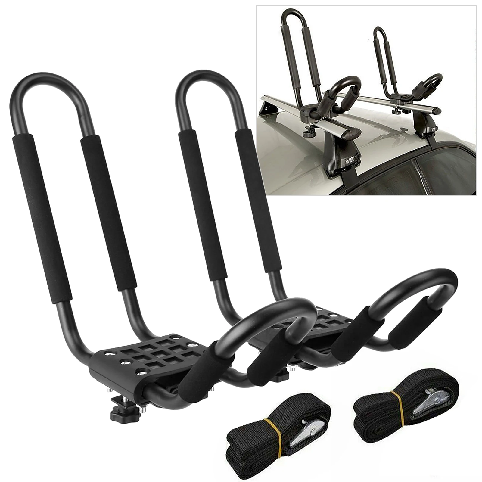 8 Pcs/Set 2 Kayak/Canoe/Board Roof Racks + 2 Pair of Straps + 4 Set of Hardware