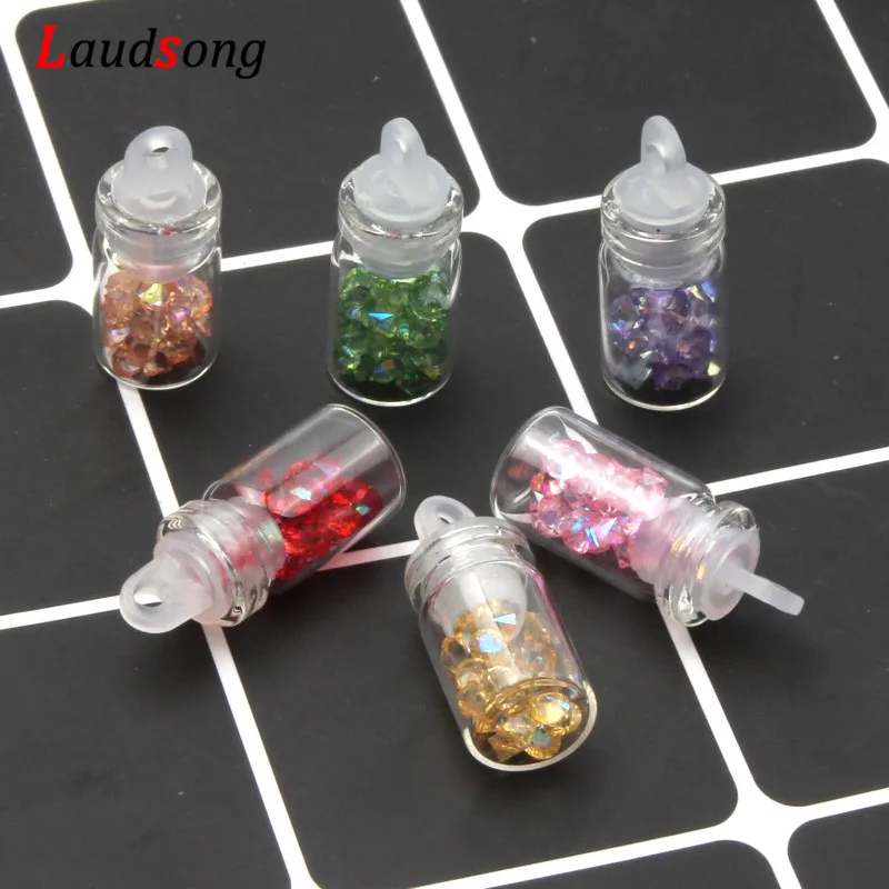 

5Pcs 10x19mm Transparent Glass Bottle Dream Glisten Crystal Charms Pendant Finding For Jewelry Necklace Earring DIY Pendants