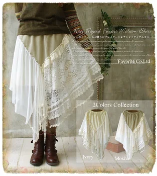 

2020 new mori girl fashion lace patchwork irregular design women skirts
