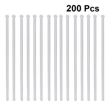 

200pcs Cocktail Stirring Mixing Sticks Transparent Round Head Drink Bar Muddler Plastic Stirrer Swizzle Stick