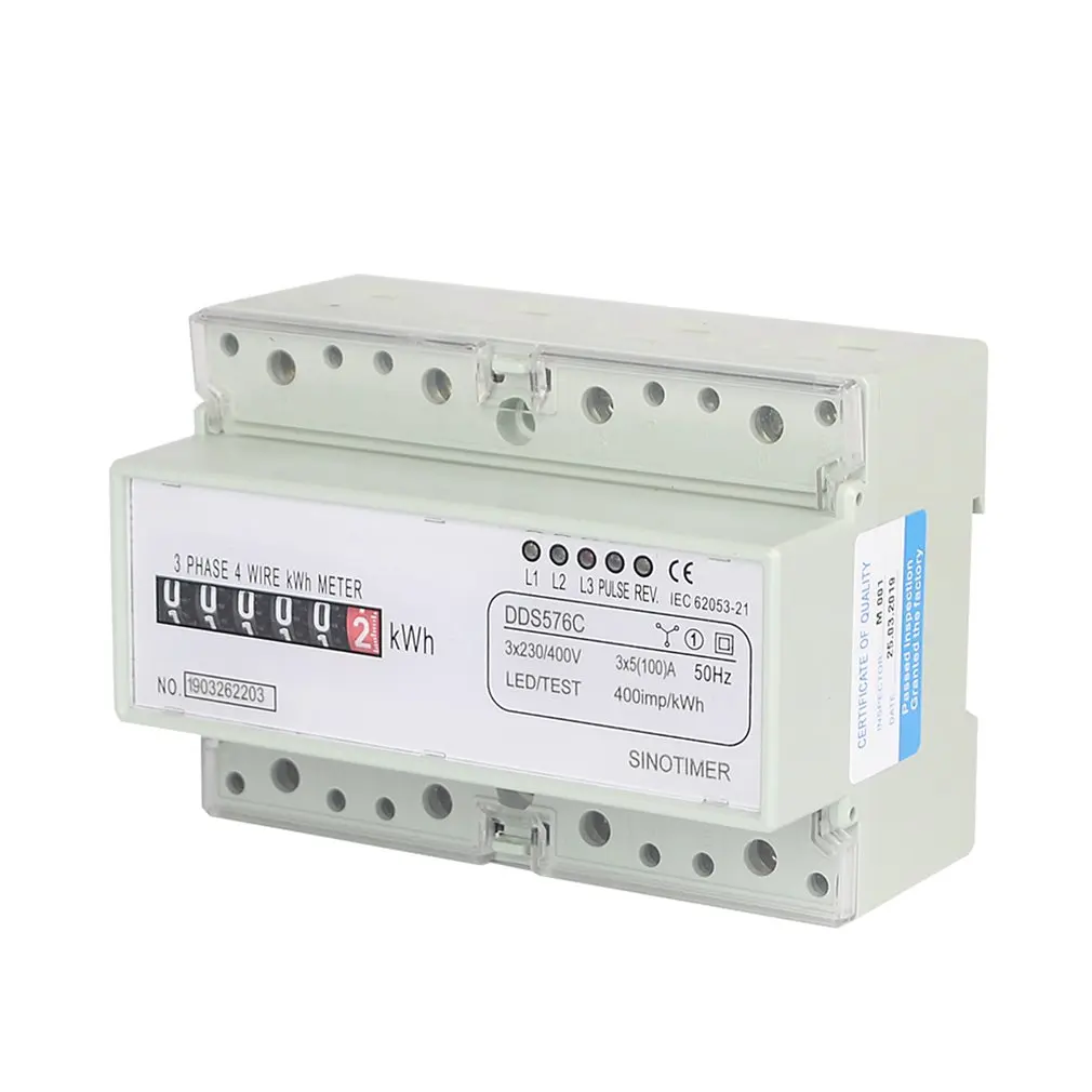 SINOTIMER DDS576C 5 (100) три фазы 4 провода 380VAC 50 / 60Hz аналоговый счетчик энергии на din-рейку с