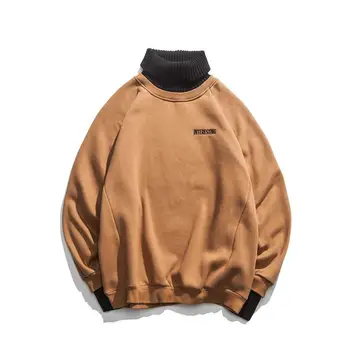 

New Western Style Turtleneck Simple Letter Embroidery Pullovers Men Sweaters Winter High Street Male Casual Fashionable Sweater