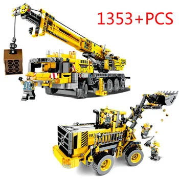 

Engineering Bulldozer Crane Compatible Lepining Technic Truck Building Block Enlighten Brick City Construction Toys For Kids