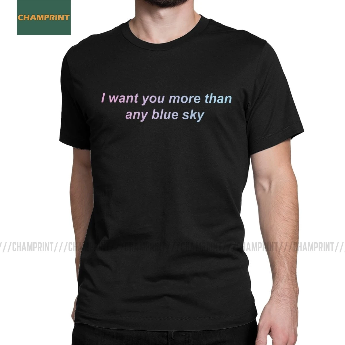 Men's T-Shirts I Want You More Than Any Blue Sky Weathering With Cotton Tees Short Sleeve Makoto Anime Shinkai Tenki T Shirt | Мужская