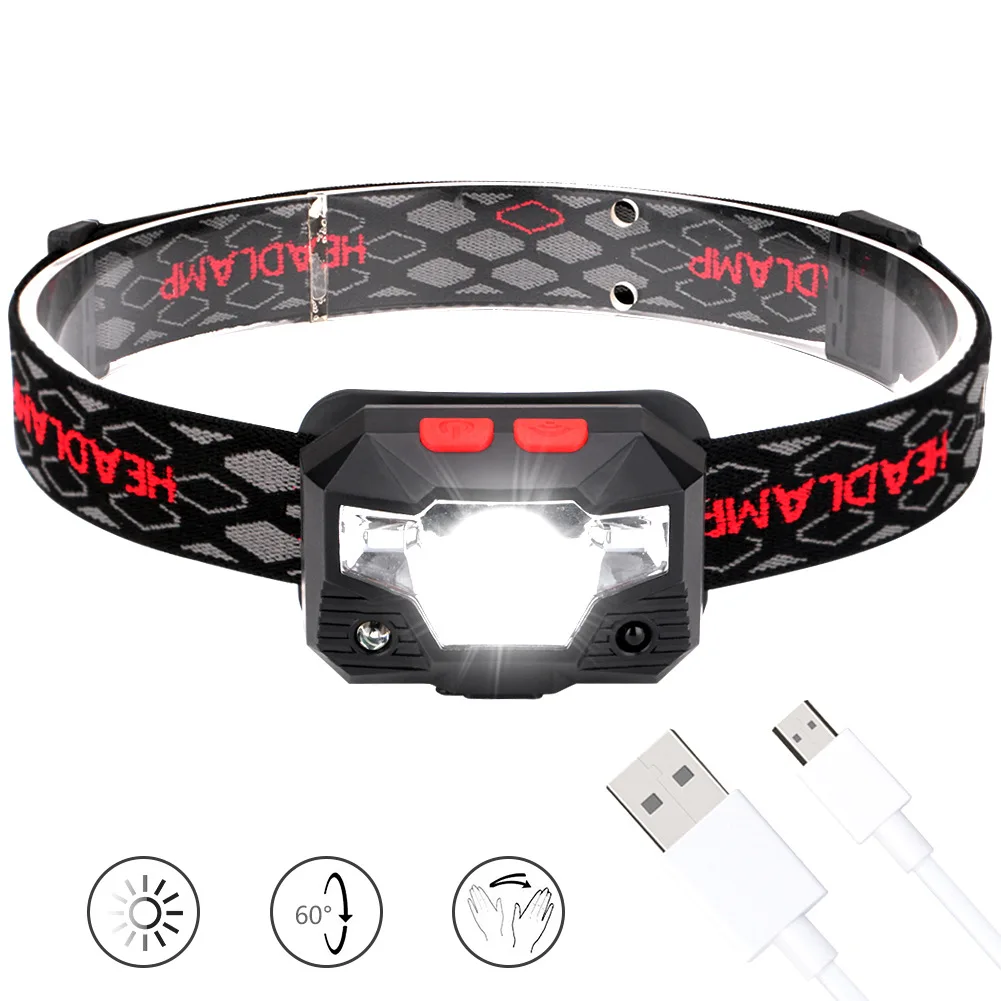 

New Style LED Mini Sensing Headlights Outdoor Lighting Rechargeable Major Headlamp Wave Hand Sensing Night Fishing Lights