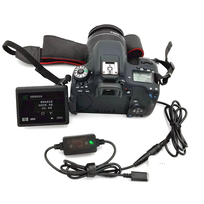 Raeisusp LP-E6 batterij dummy PD lente stroomaansluiting USB-C-kabel DR-E6 Dummy batterij vervanging voor Canon EOS R5, R6, 90D, 80D, 70D, 60Da, 5D, 6D Mark II 7D Mark II
