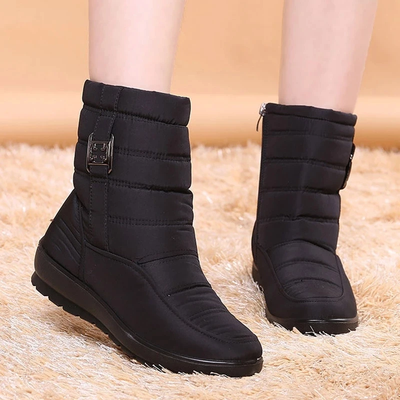 YAERNI  female boots 2021 new winter snow boots warm fur ankle boots for women wedge heel shoes winter boots zipper boots