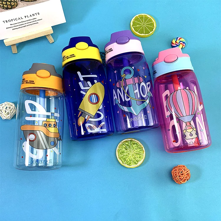 480ML Kids Water Cup Creative Cartoon Baby Feeding Cups With Straws Leakproof Water Bottles Outdoor Portable Childrens Cups