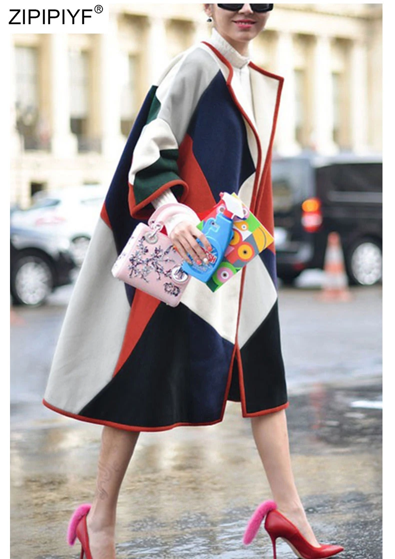 Abrigos de lana de larga para mujer, abrigo holgado con cuello con muescas, estilo para invierno, y mezclas| - AliExpress