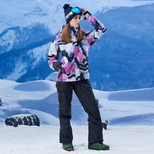 30 градусов GSOU зимний женский лыжный костюм сноуборд лыжная куртка брюки ветрозащитные водонепроницаемые утепленные теплые с капюшоном женская одежда Новинка