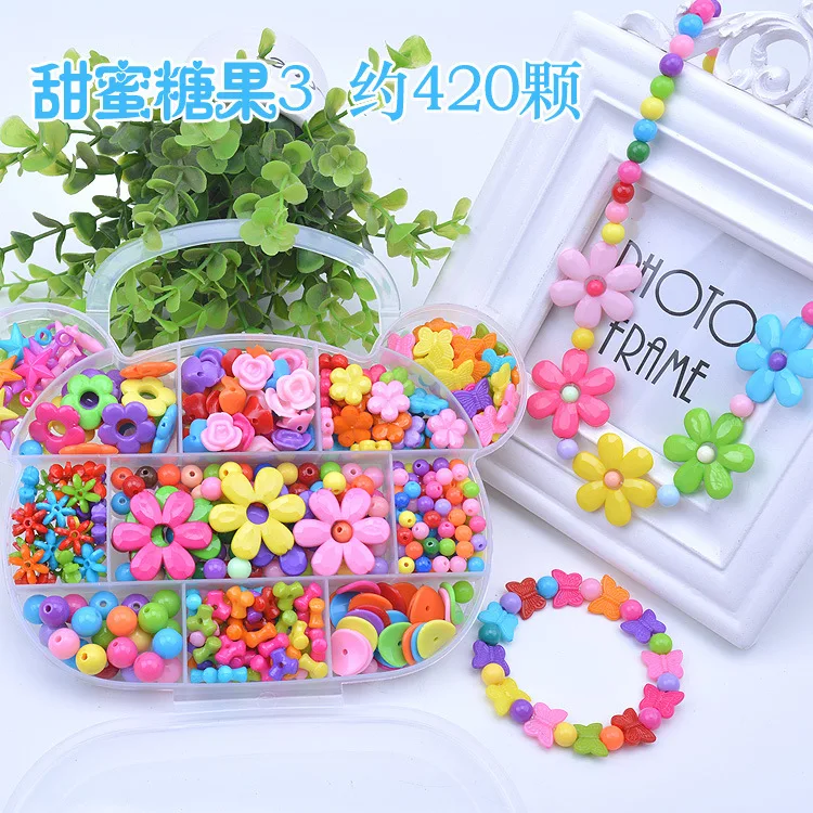 Sweet candy Детские бисерные игрушки DIY, Развивающие детские Игрушки для раннего возраста медведи Ручной работы Бусины для детей Пазлы Хама доски - Цвет: Sweet candy