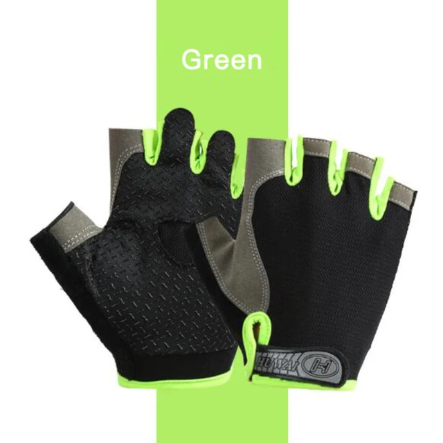 Half Finger Gloves Gym Fitness Anti-Slip Women Men Half Finger Summer Fishing Cycling Fingerless Gloves Female Bicycle Bike Green
