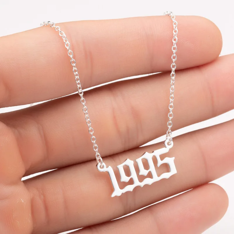 Women Personalized Necklace Special Date Year Number Necklace girl1994 1995 1996 1997 1998 1999 from 1980 to 2002 chain Jewelry