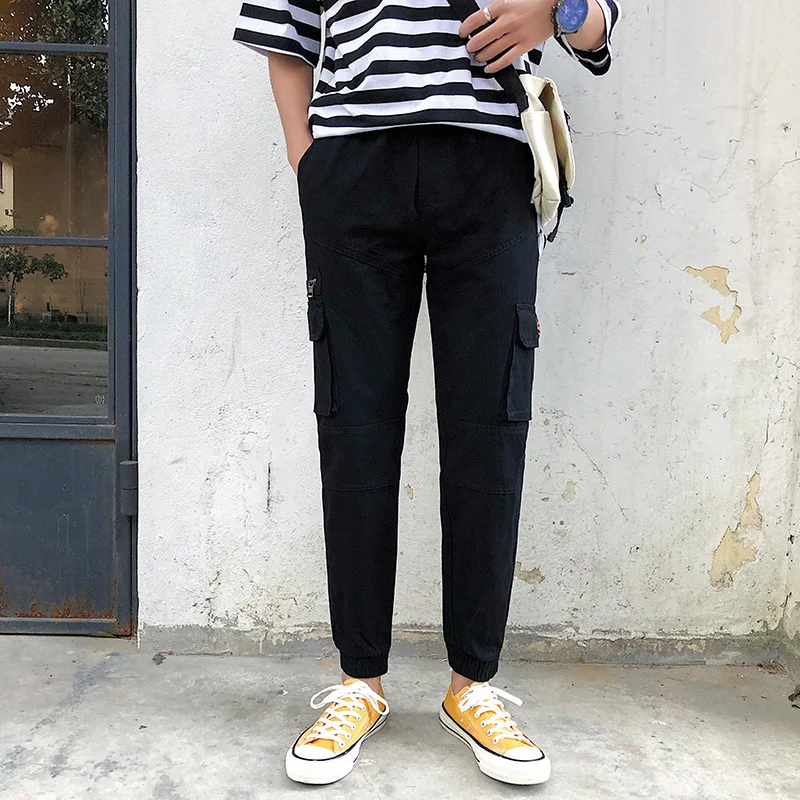 

Summer Bib Overall Men's Beam Leg Popular Brand Casual Pants Loose-Fit Athletic Pants Spring And Autumn Pants Men's Korean-style