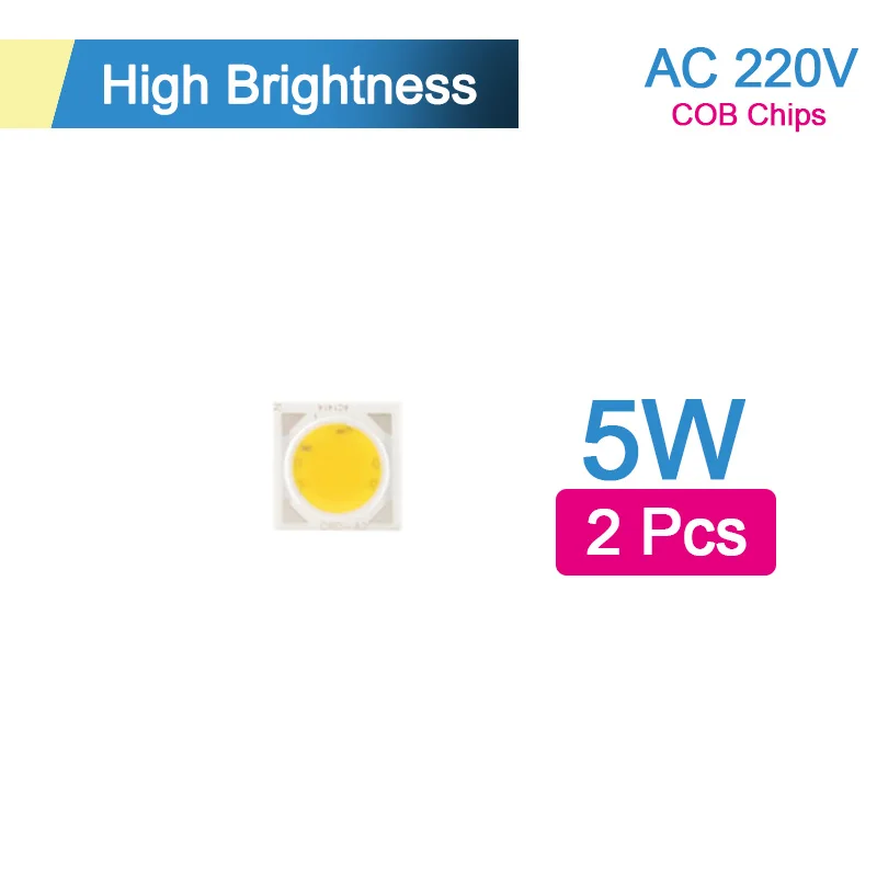 COB Чип 5 Вт~ 100 Вт AC 220 В Интегрированный Светодиодный чип 50 Вт 30 Вт 20 Вт 10 Вт умный IC драйвер светодиодный светильник лампа для наводнения Точечный светильник Diy - Испускаемый цвет: COB 5W 2PCS