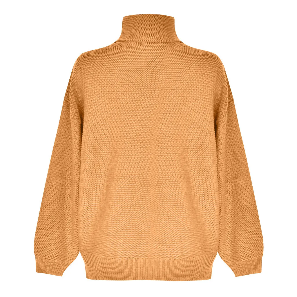 JAYCOSIN Women Oversize Basic Knitted Sweater Female Solid Turtleneck Collar Pullovers Warm Fashion OL Commuting Pure Color