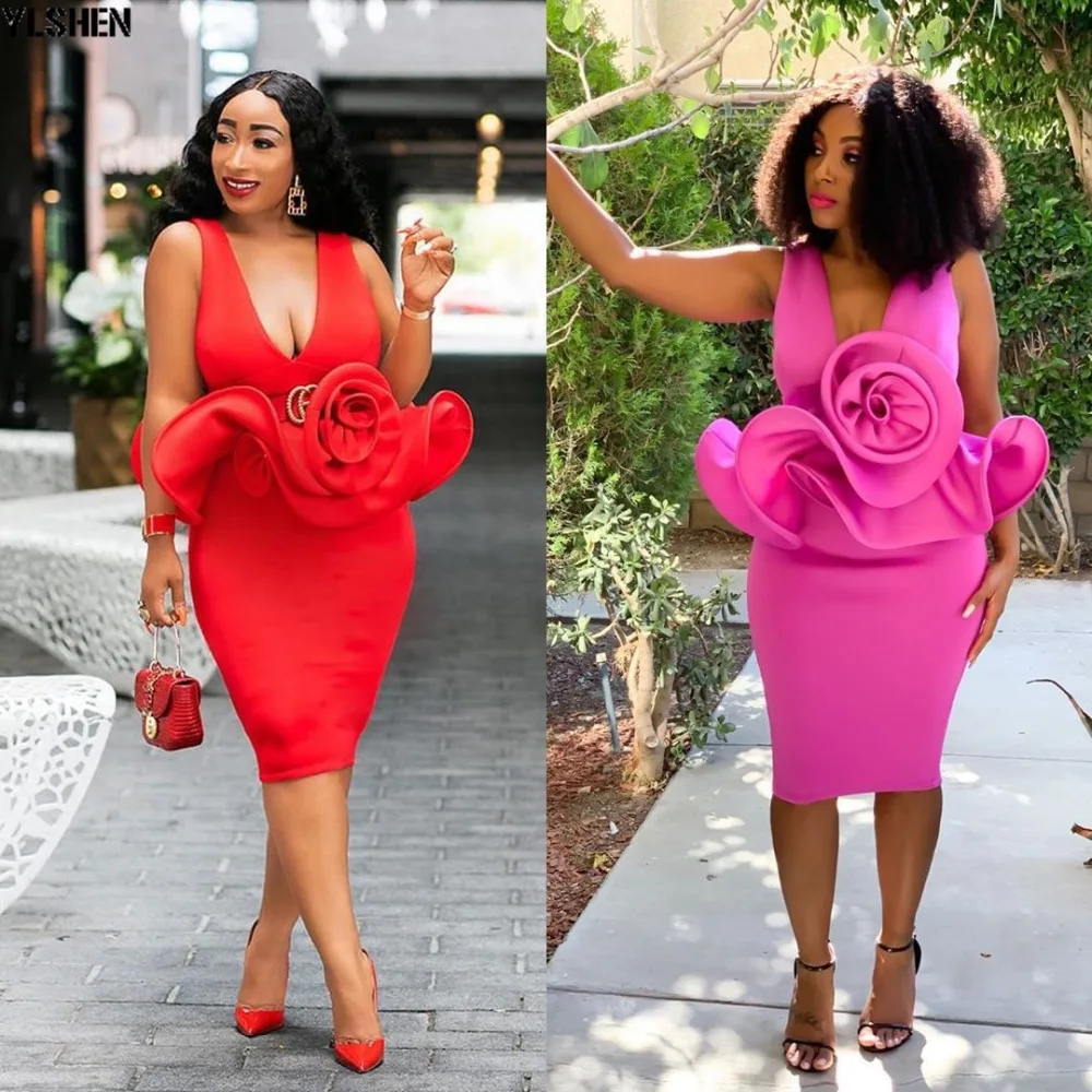 African Dresses for Women Dashiki 2019 New African Clothes Bazin Riche Sexy Slim V-neck Robe Africain Grown Bodycon Africa Dress 02