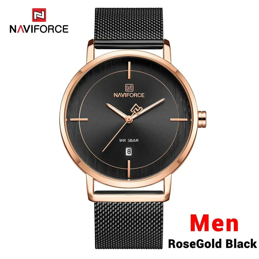 Men RGB Новинка, NAVIFORCE часы для влюбленных, Лидирующий бренд, мужские деловые часы или женское платье, кварцевые часы, мужские водонепроницаемые часы, наручные часы - Цвет: Men RGB
