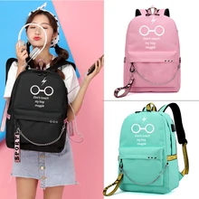Модный холщовый рюкзак с USB зарядкой для девочек, студенческий рюкзак с буквенным принтом, школьная сумка для девочек-подростков, дорожный рюкзак с лентами